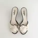 Prada Iconic Pink Eyelet Bow Mule Heels (IT 36)